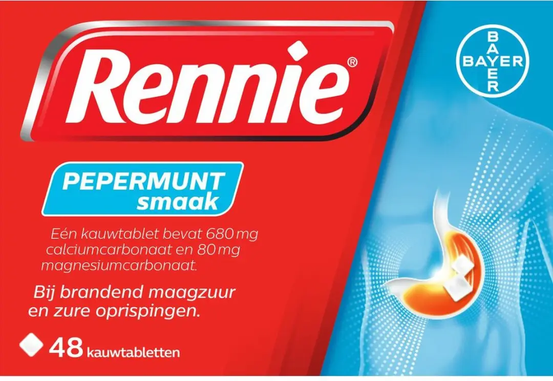 Rennie Pepermunt Kauwtabletten 48 Stuks