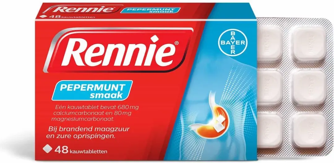 Rennie Pepermunt Kauwtabletten 48 Stuks