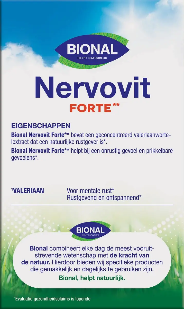 Bional Nervovit Forte Vegan Valeriaan 45 Tabletten