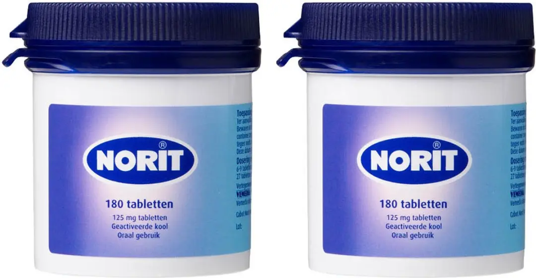 Norit Diarreeremmer 125mg - 2 x 180 Stuks