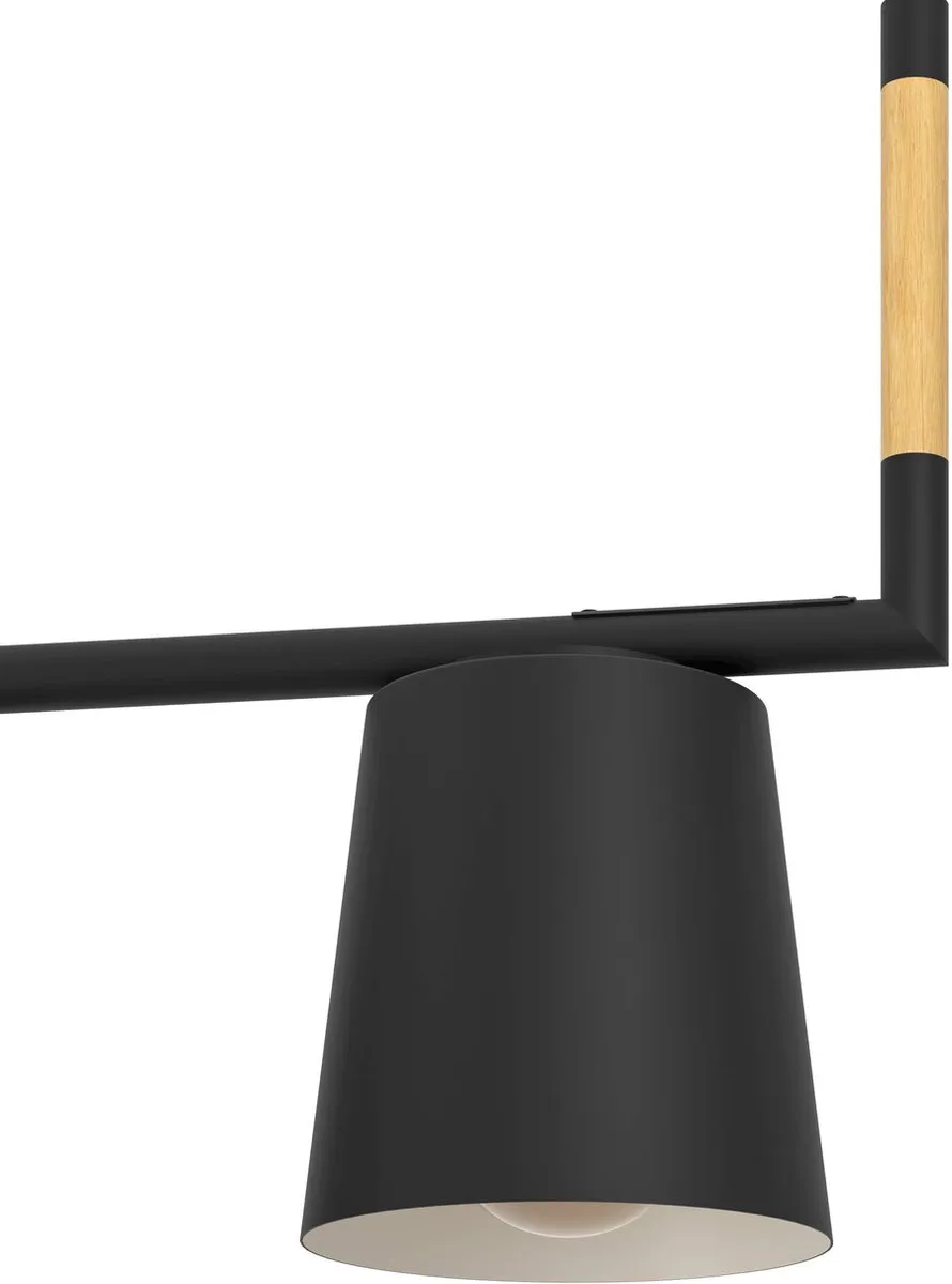 Eglo Lacey Hanglamp 3x E27 - 78cm - Hout/Staal - Zwart/Bruin