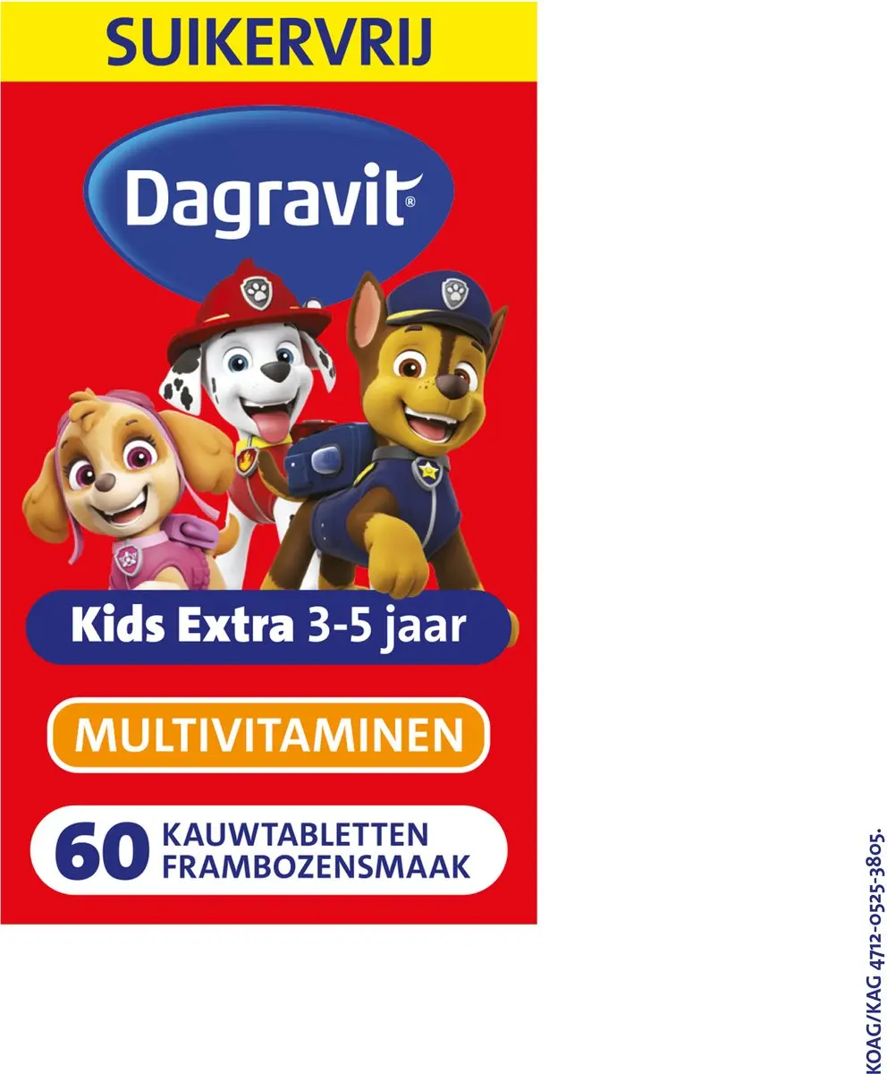 Dagravit Kids Extra 3-5 jaar Multivitaminen Paw Patrol Framboos