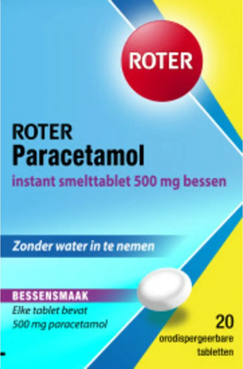 Roter Paracetamol 500mg Smelttablet Bessen