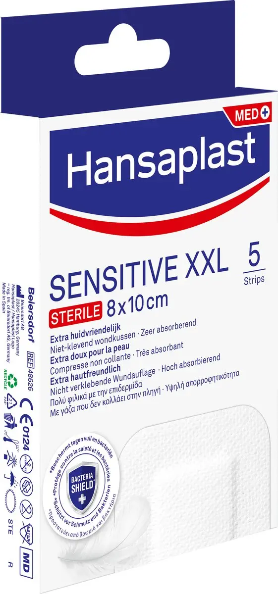 Hansaplast Sensitive XXL Pleisters 8x10cm - 5 Stuks