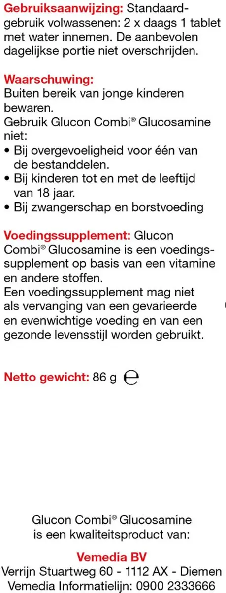 Glucon Combi Glucosamine + Vitamine C 60 Tabletten