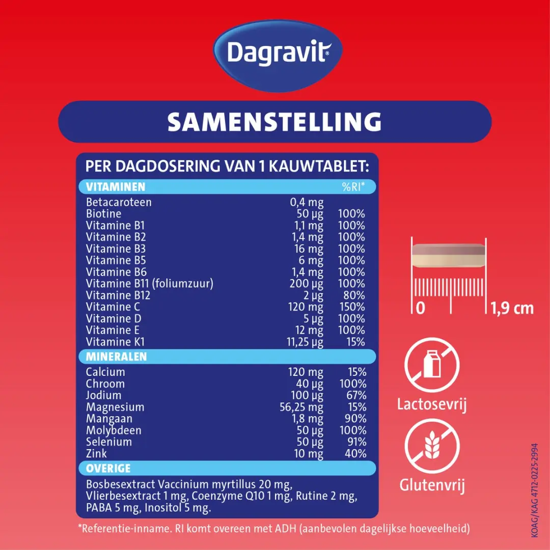 Dagravit Totaal 30 Multivitaminen Kauwtabletten - 50 Stuks