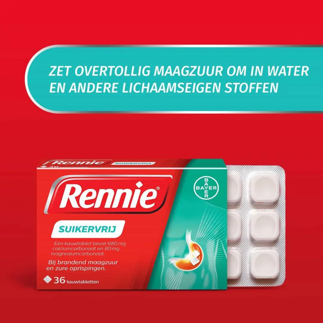 Rennie Suikervrij Kauwtabletten 36 Stuks
