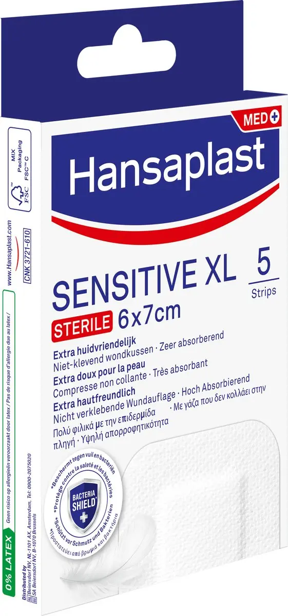 Hansaplast Sensitive XL Pleisters 6x7cm - 5 Stuks