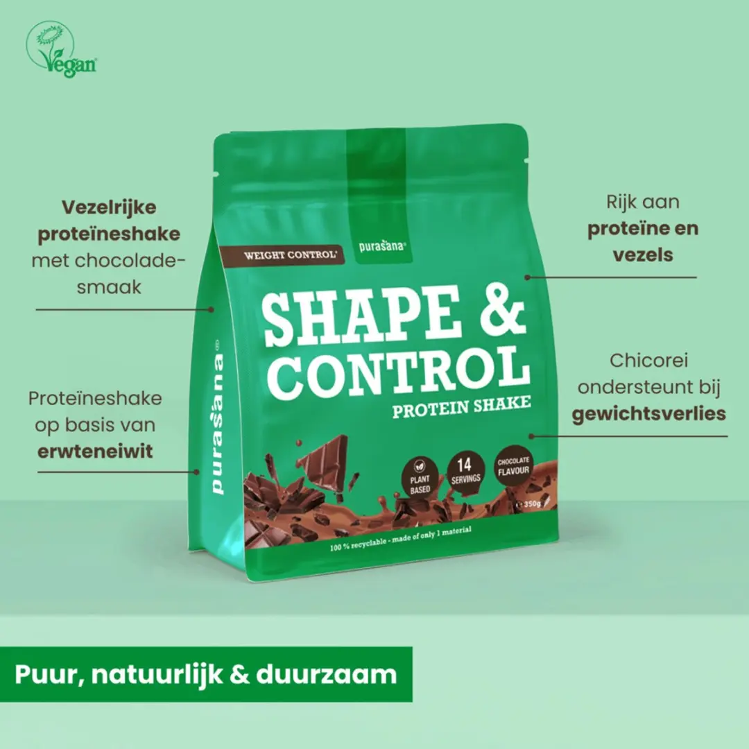 Purasana Shape & Control Vegan Protein Chocolade - 2x350g