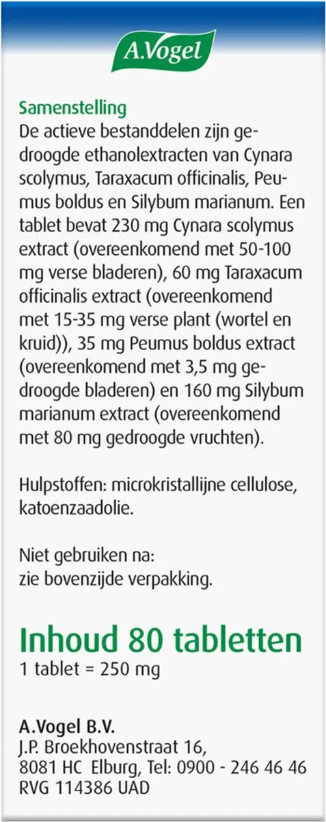 A.Vogel Boldocynara Tabletten 80 Stuks