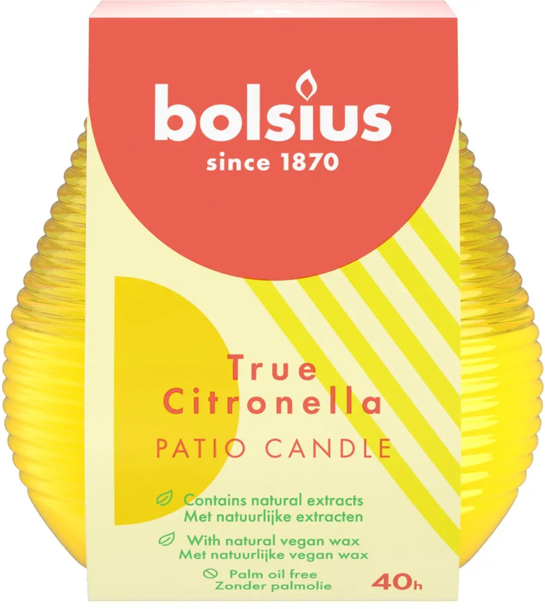 Bolsius True Citronella Patio Candle 94/91 - Geel