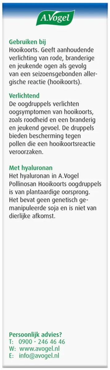 A.Vogel Pollinosan Hooikoorts Oogdruppels 2x10ml