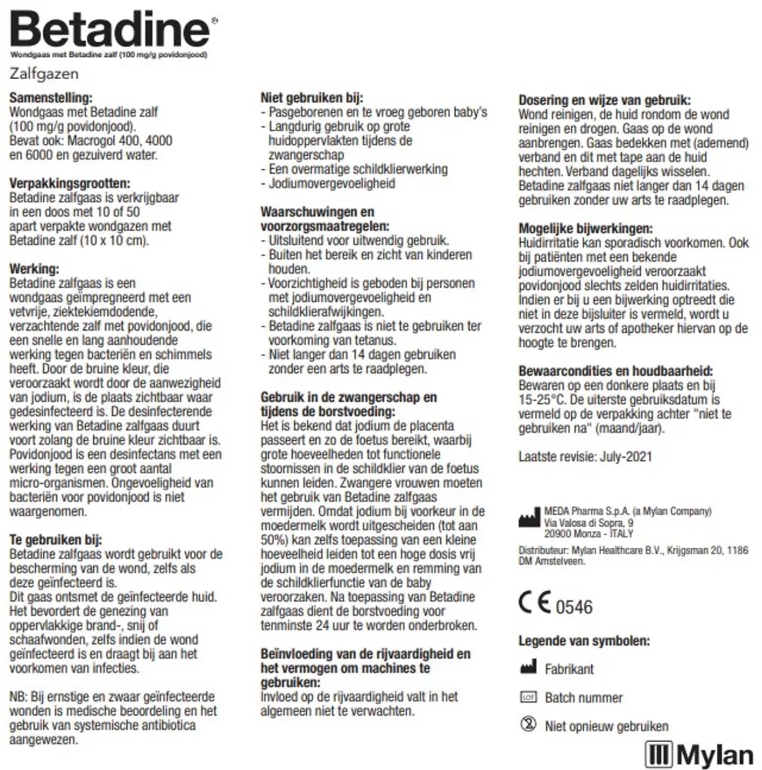 Betadine Zalfgaas 50 Stuks - 10x10cm