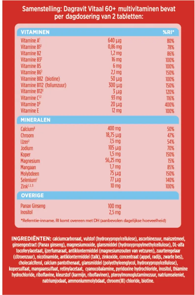 Dagravit Vitaal 60+ Multivitaminen