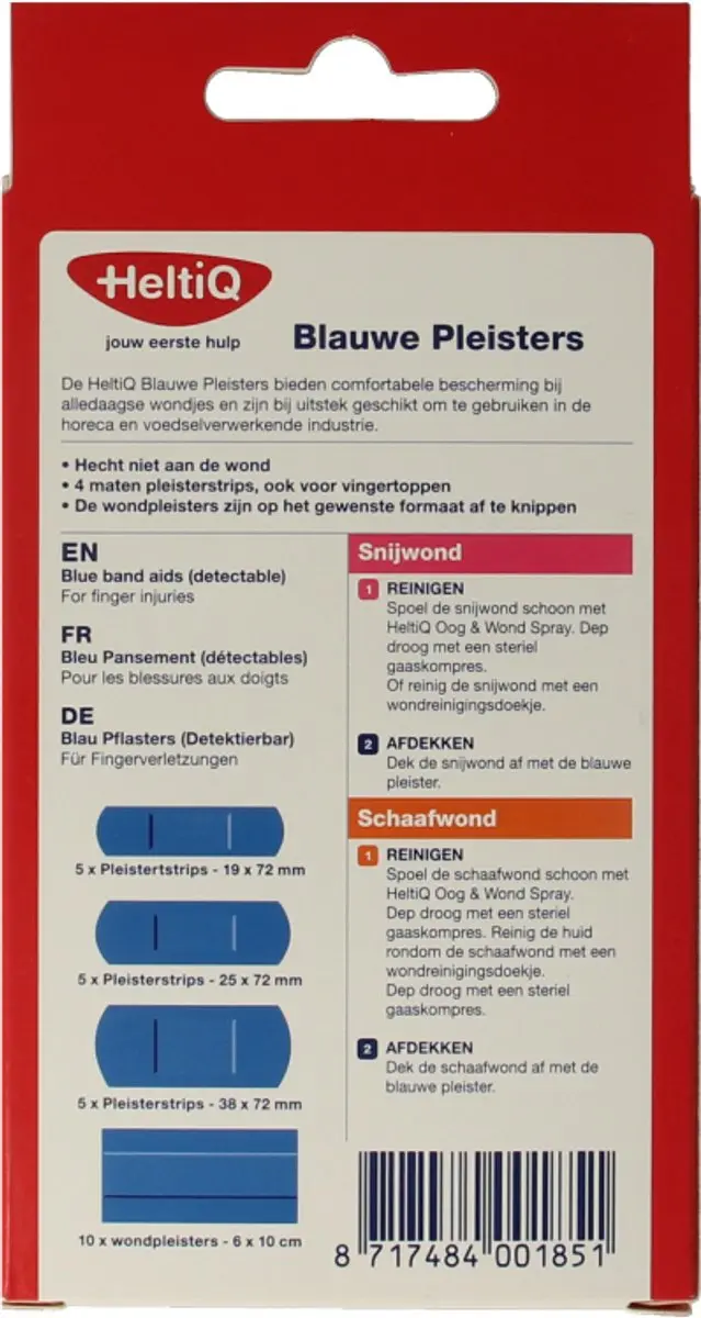 Heltiq Detecteerbare Pleisters - 26 Stuks - Blauw