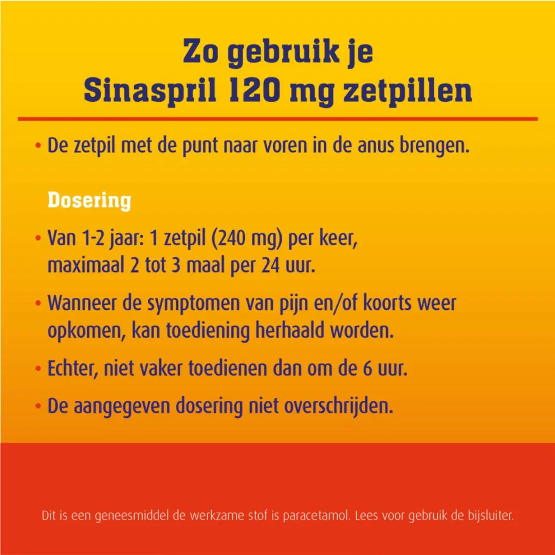 Sinaspril Paracetamol 240mg Zetpil - 20 Stuks