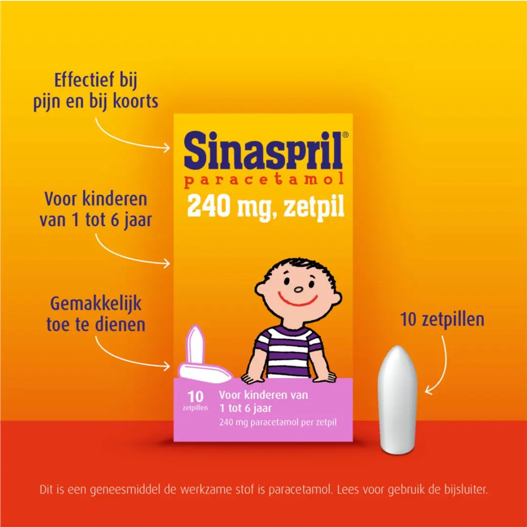 Sinaspril Paracetamol 240mg Zetpil - 20 Stuks