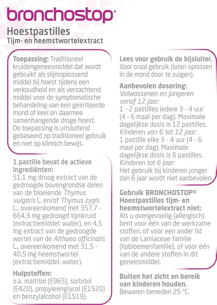 Bronchostop Hoestpastilles 20 Stuks