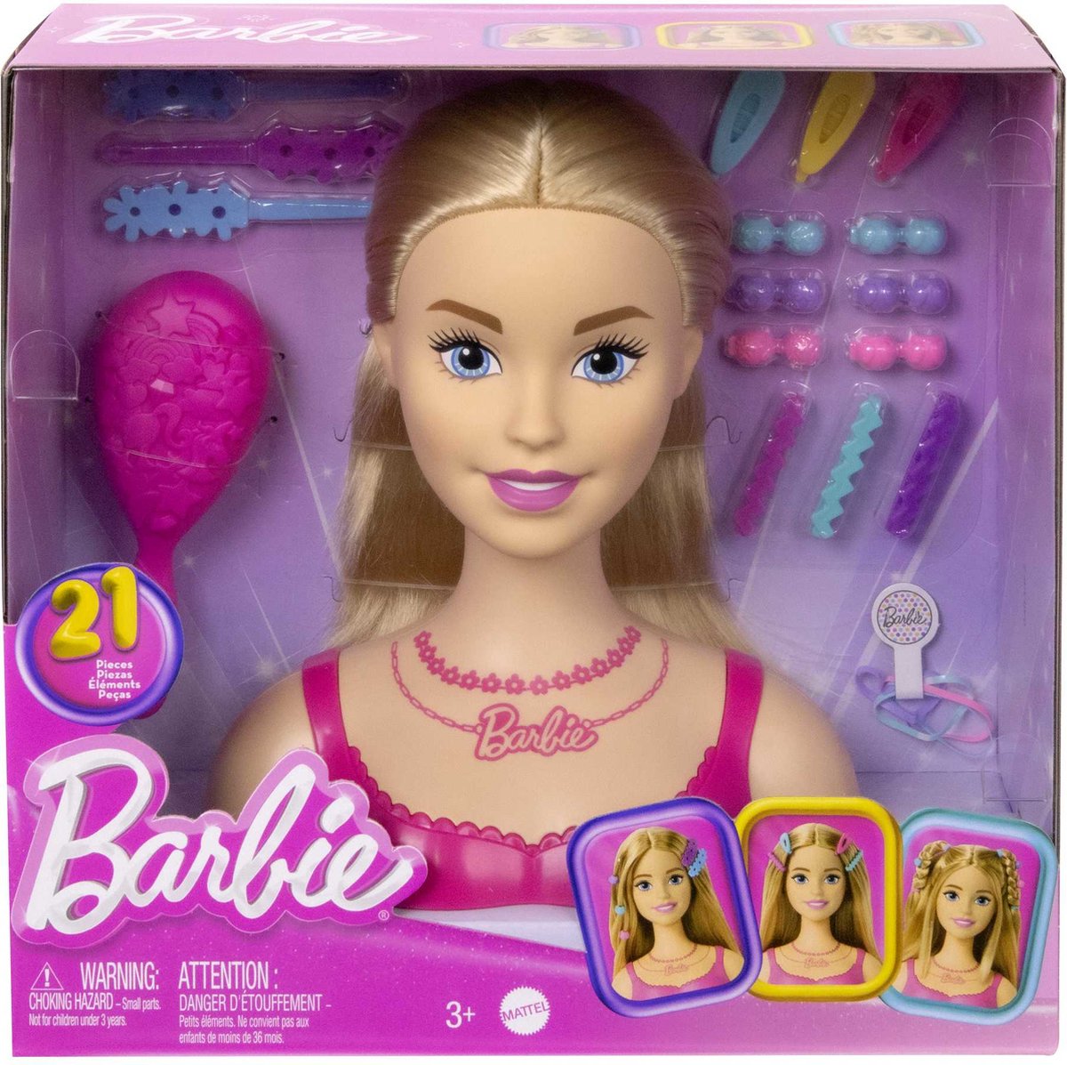 Barbie KapKop Met 21 Accessoires - Blond Haar - 5565142 - Haarstyling - Stylinghoofd - Mattel