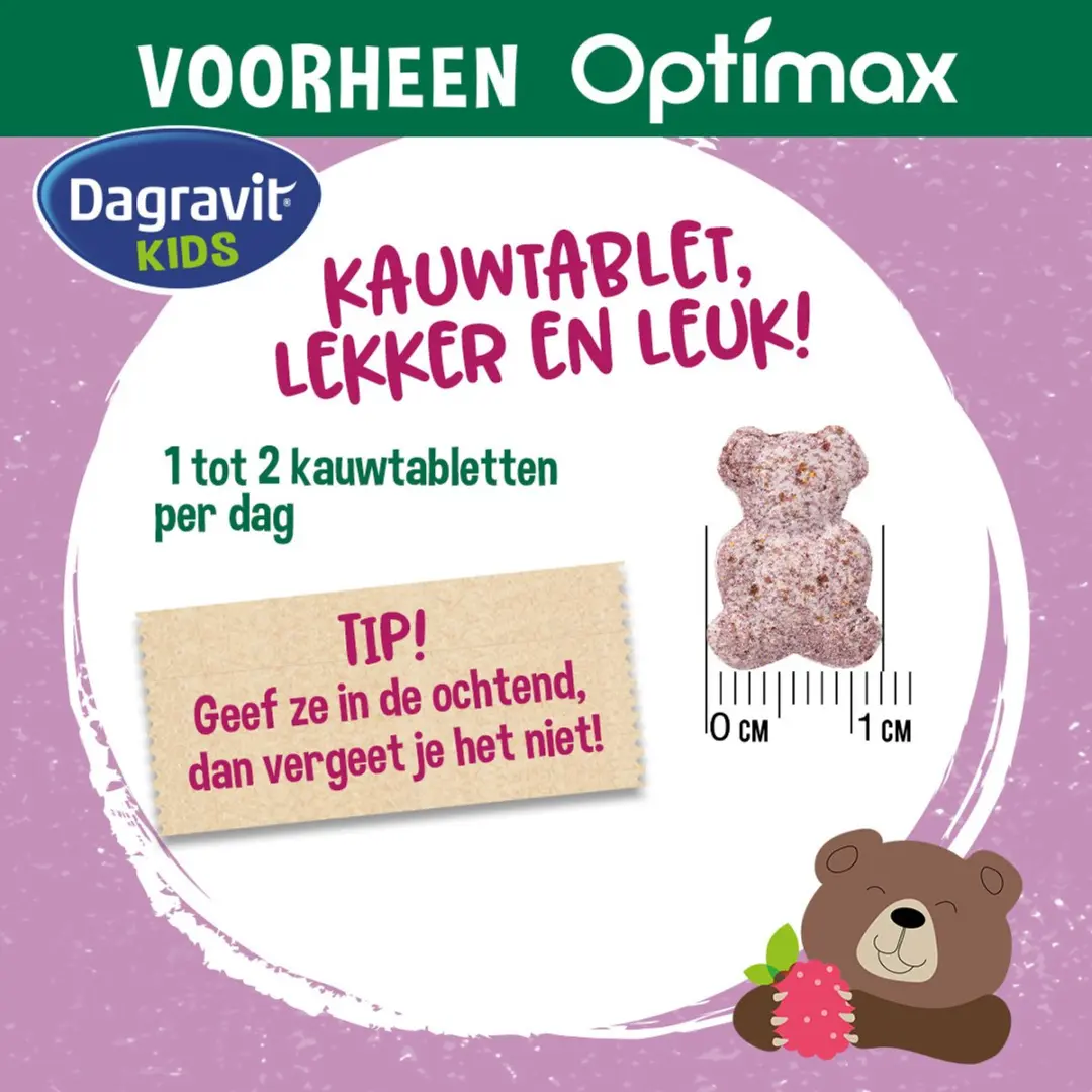 Dagravit Kids Multivitaminen Extra Framboos - 60 Kauwtabletten