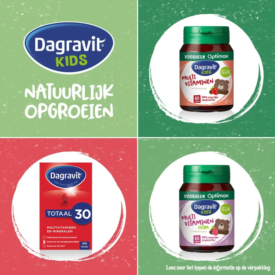 Dagravit Kids Multivitaminen Extra Framboos - 60 Kauwtabletten