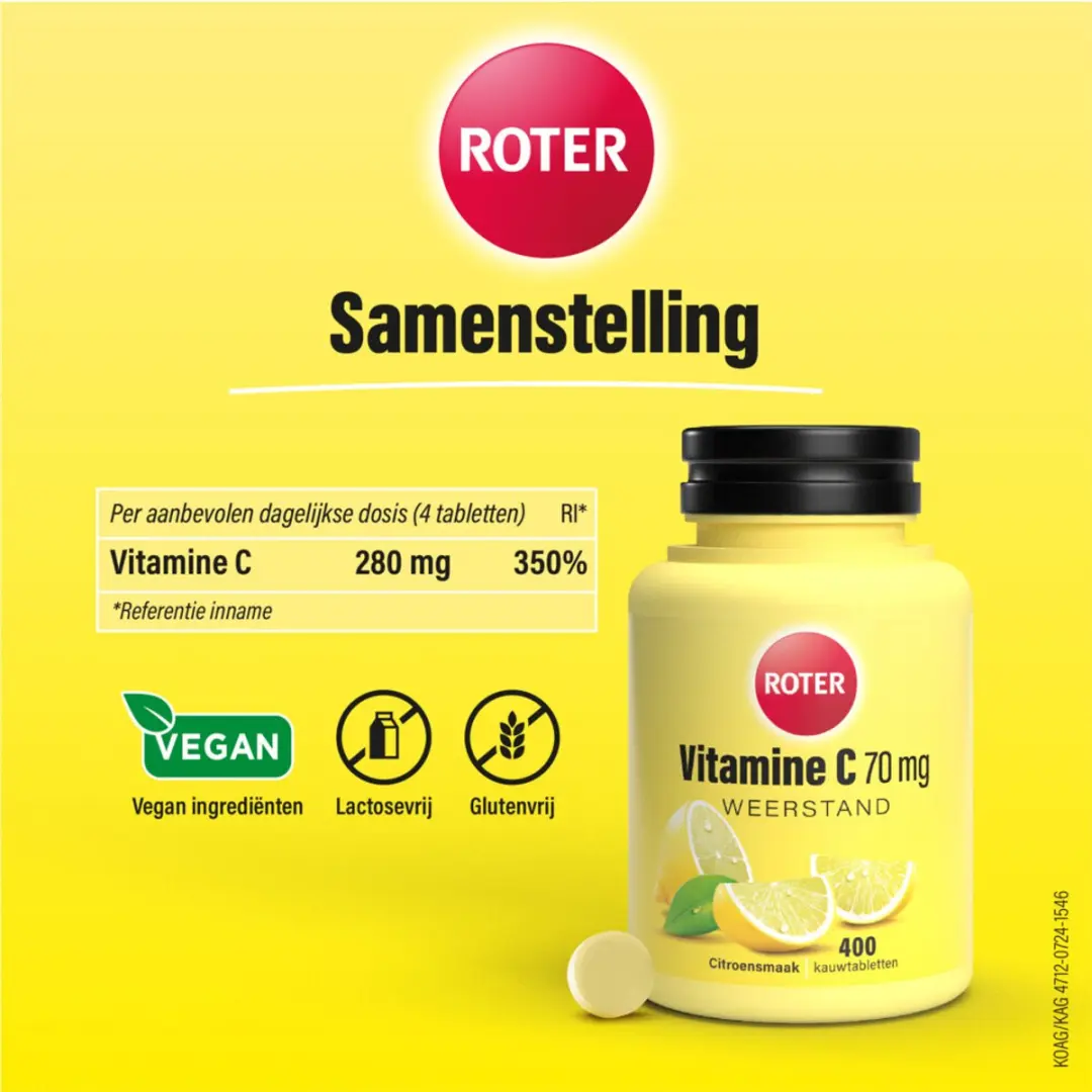 Roter Vitamine C 70mg Kauwtabletten - 1600 Stuks
