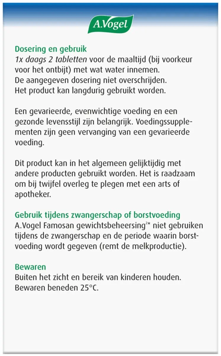 A.Vogel Famosan Overgang Gewichtsbeheersing 120 tabletten