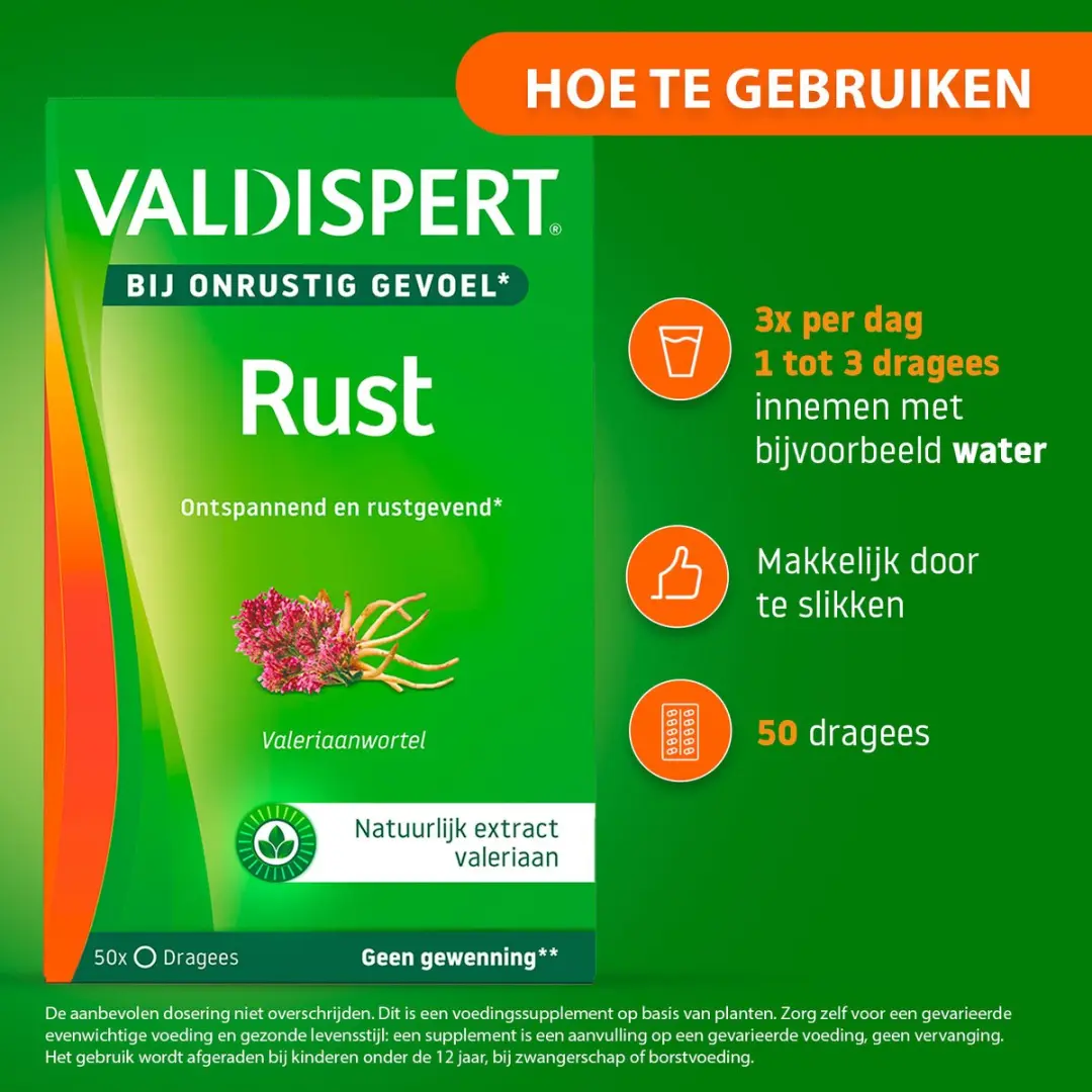 Valdispert Rust Valeriaan 50 Tabletten - 23g