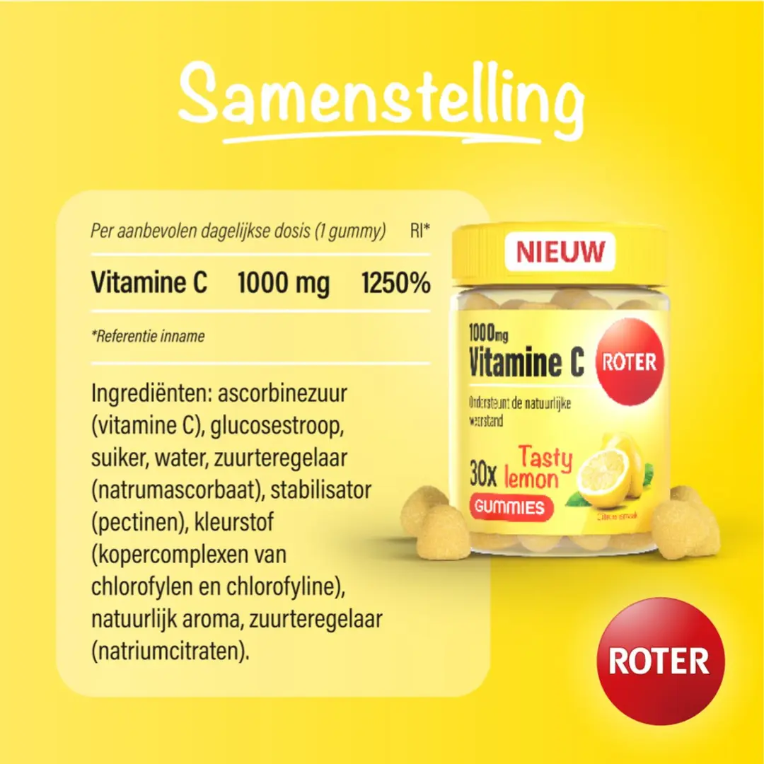 Roter Vitamine C Gummies 1000mg - 30 Stuks - Lemon