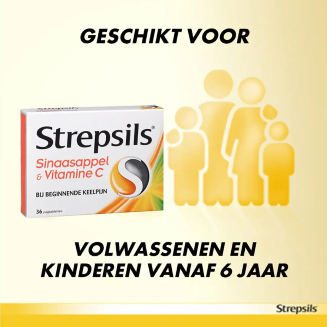 Strepsils Sinaasappel & Vitamine C Zuigtabletten - 72 Stuks
