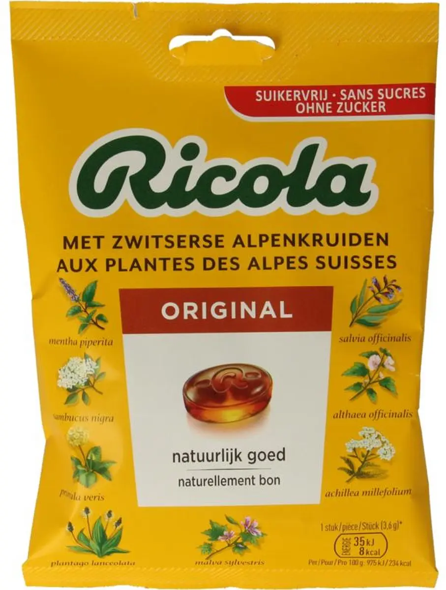 Ricola Original Suikervrij Pastilles 75g