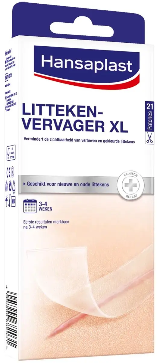 Hansaplast Littekenvervager XL Pleisters 21 Stuks - 3x14,6cm Transparant