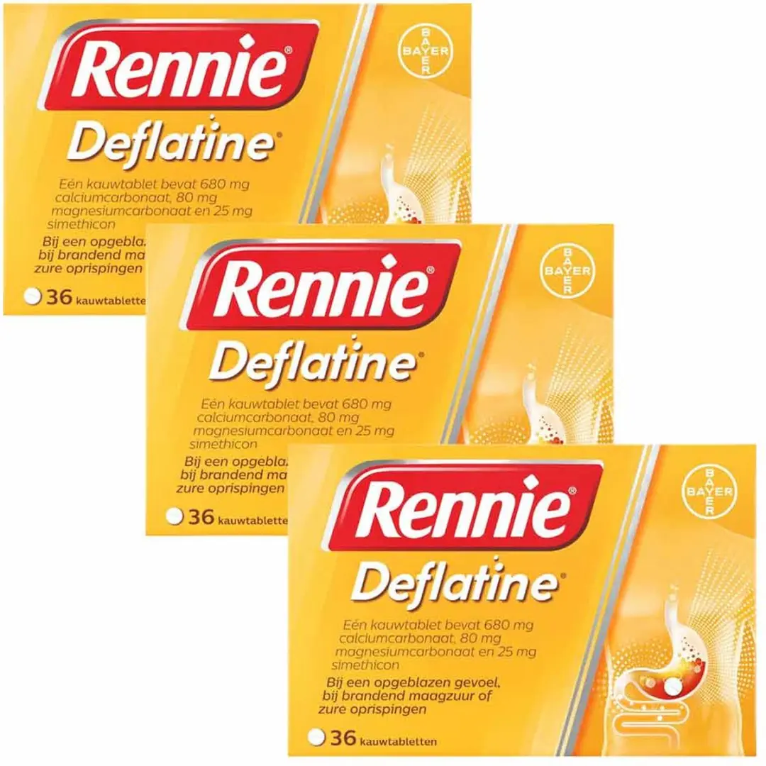 Rennie Deflatine Kauwtabletten - 3x36 Stuks