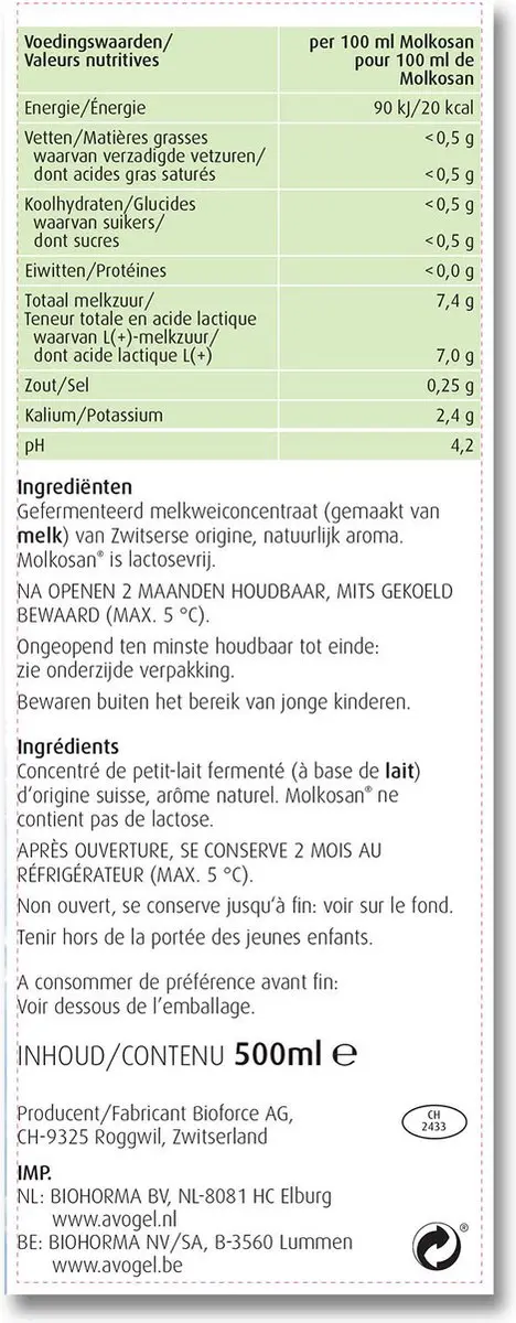 A.Vogel Molkosan Drank 500ml - Lactosevrij & Caloriearm