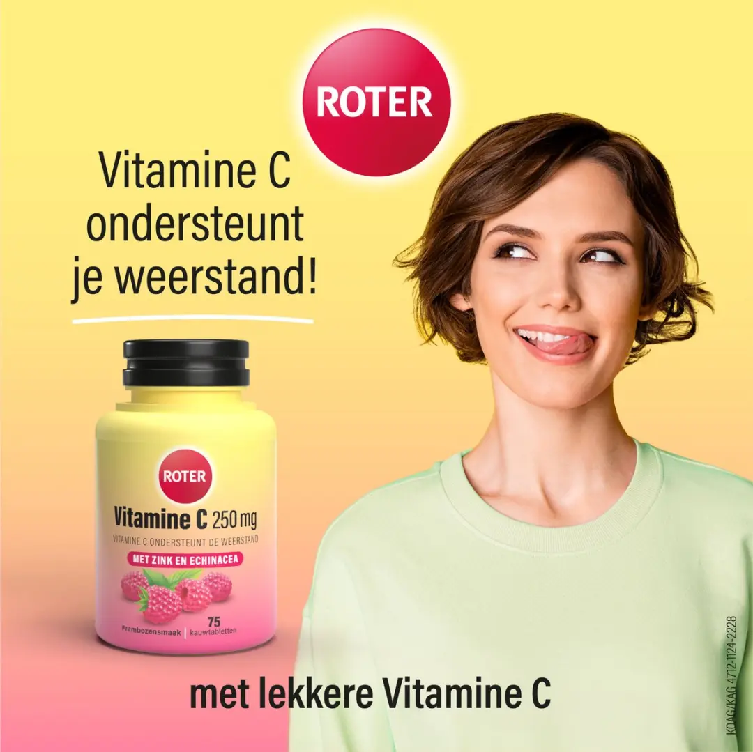 Roter Vitamine C 250mg Kauwtabletten - 75 Stuks - Framboos