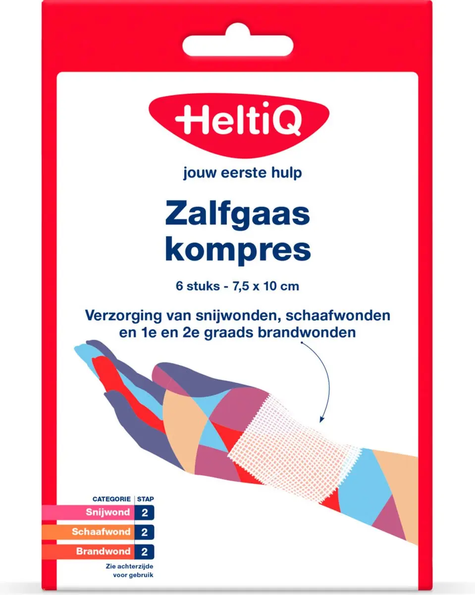 HeltiQ Zalfgaaskompres 7,5x10cm - 6 Stuks