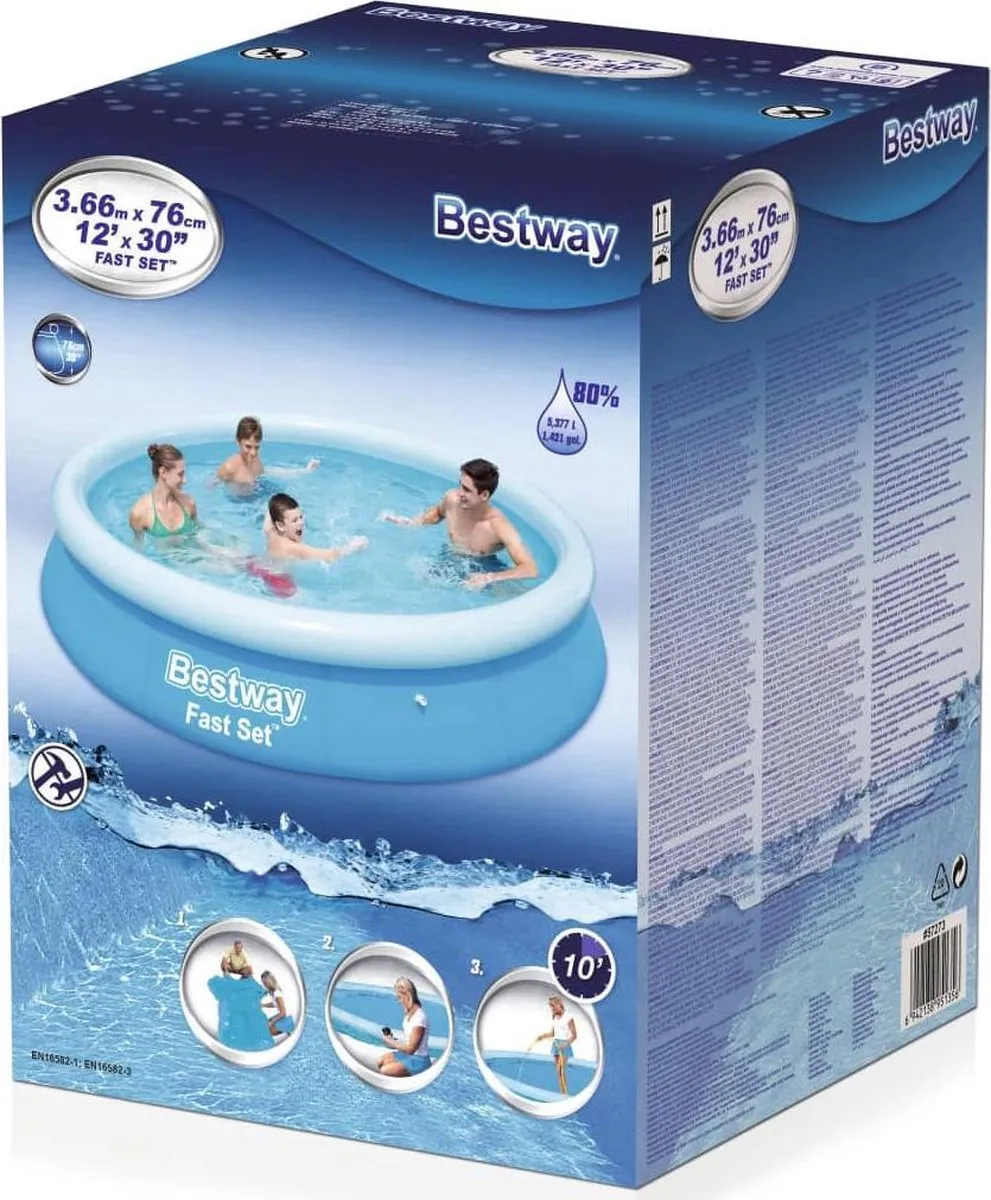 Bestway Fast Set Opblaasbaar Zwembad 366x76cm - Blauw