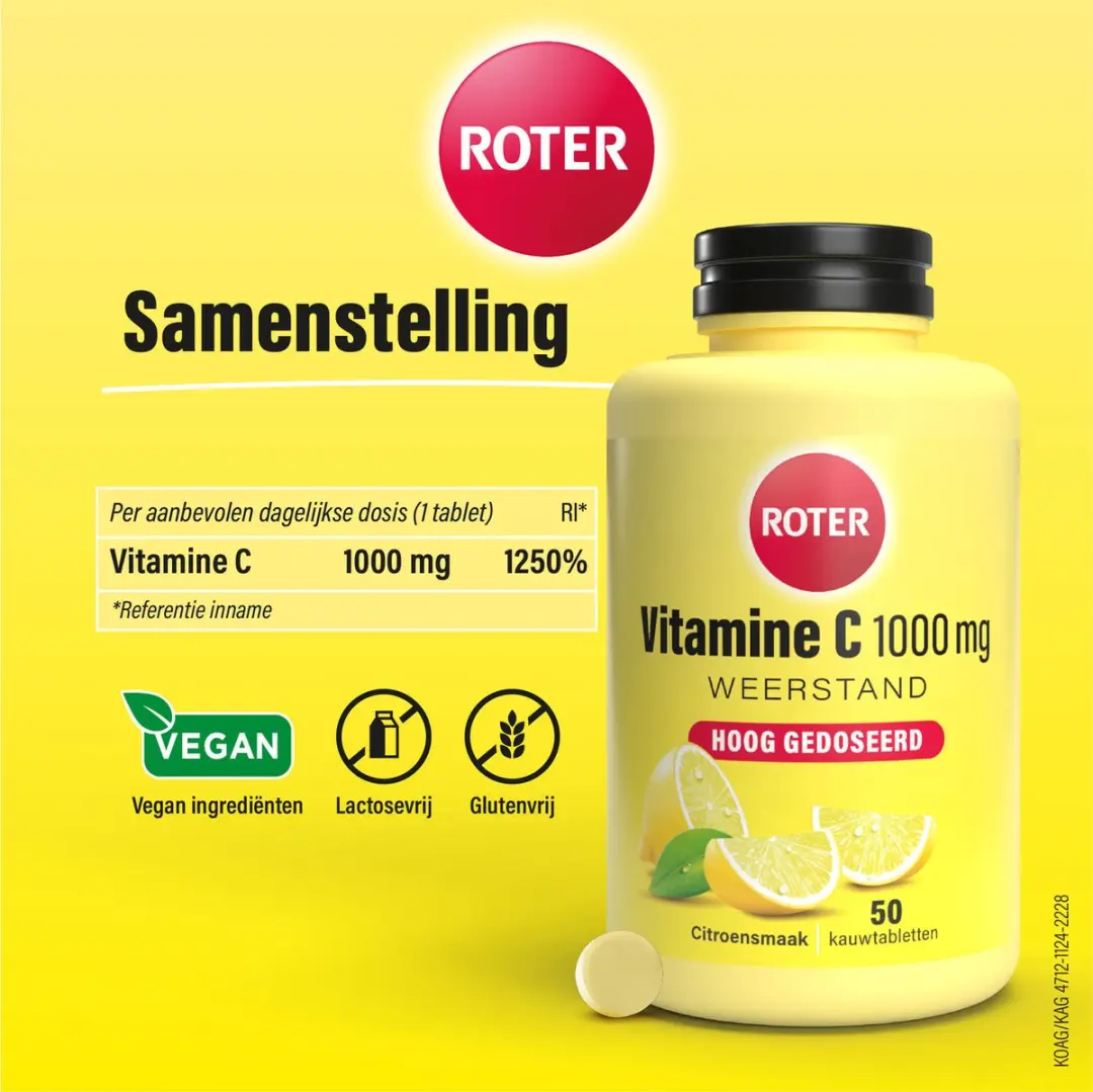 Roter Vitamine C 1000mg Kauwtabletten - 50 Stuks - Citroensmaak