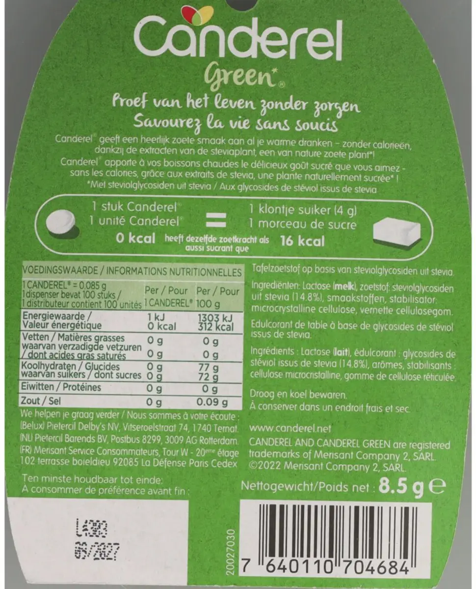 Canderel Green Stevia Zoetjes - 100 Stuks