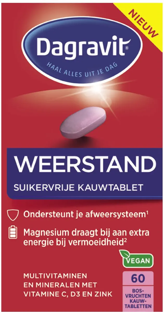 Dagravit Weerstand Multivitaminen Suikervrij 60 Kauwtabletten