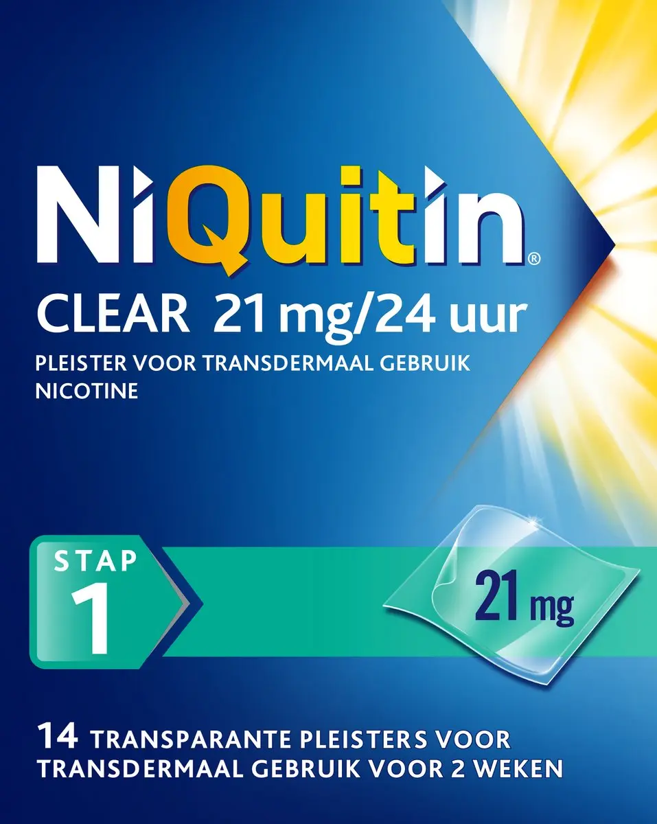 NiQuitin Clear Pleister Stap 1 21mg - 14 Stuks