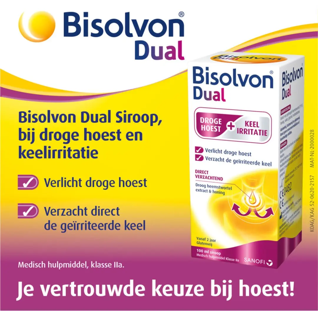 Bisolvon Dual Droge Hoest & Keelirritatie Siroop 100ml
