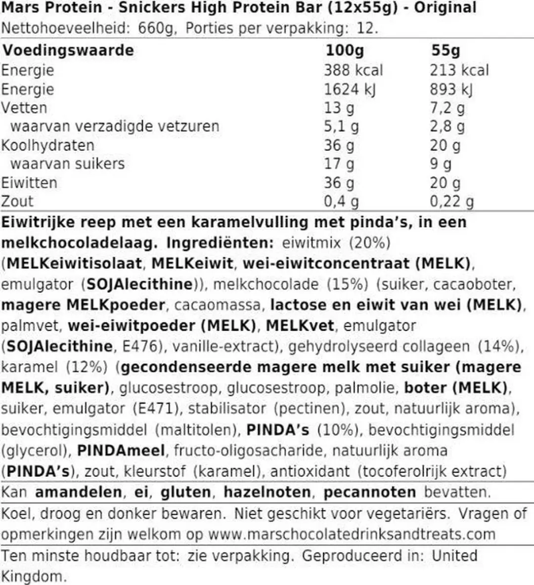 Snickers Hi Protein Repen - 12 Stuks