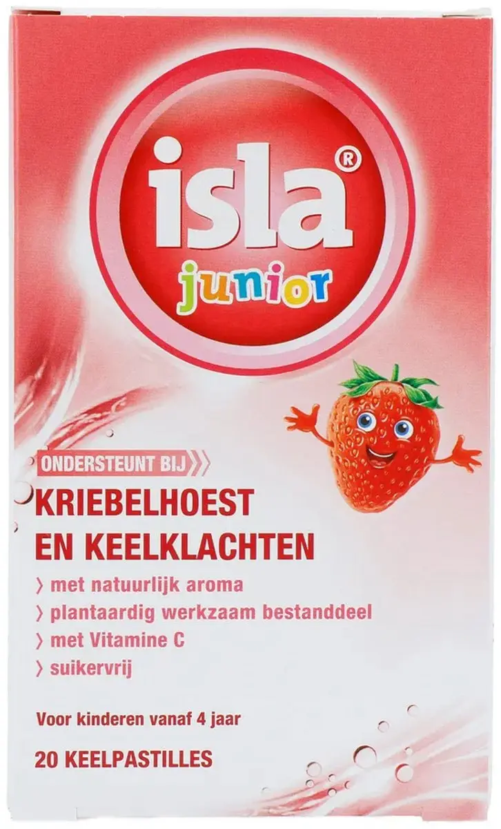 Isla Junior Keelpastilles Aardbei - 20 Stuks