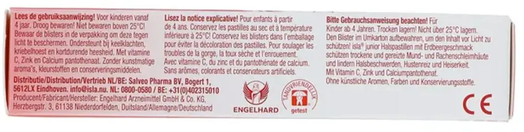 Isla Junior Keelpastilles Aardbei - 20 Stuks