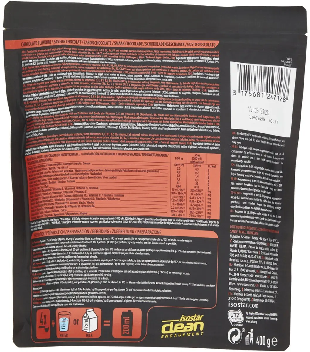 Isostar High Protein 90 Chocolade Eiwitpoeder 400g