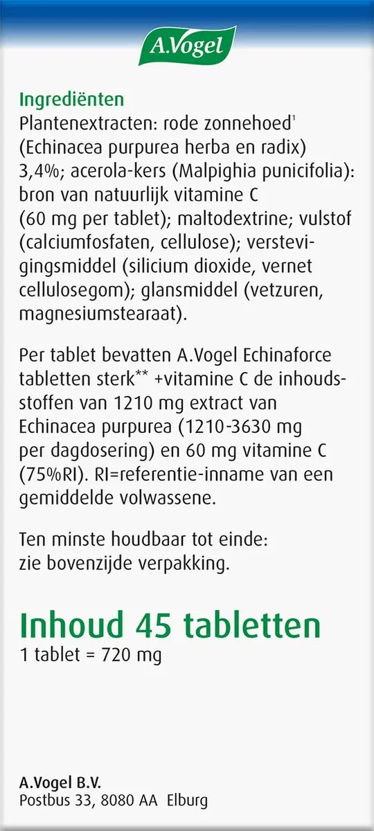 A.Vogel Echinaforce Sterk + Vitamine C 60 Tabletten
