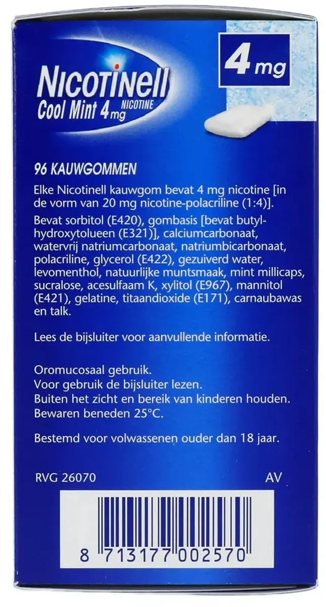 Nicotinell Kauwgom Cool Mint 4mg - 2x96 Stuks