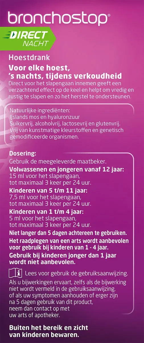 Bronchostop Direct Nacht Hoestdrank 120ml