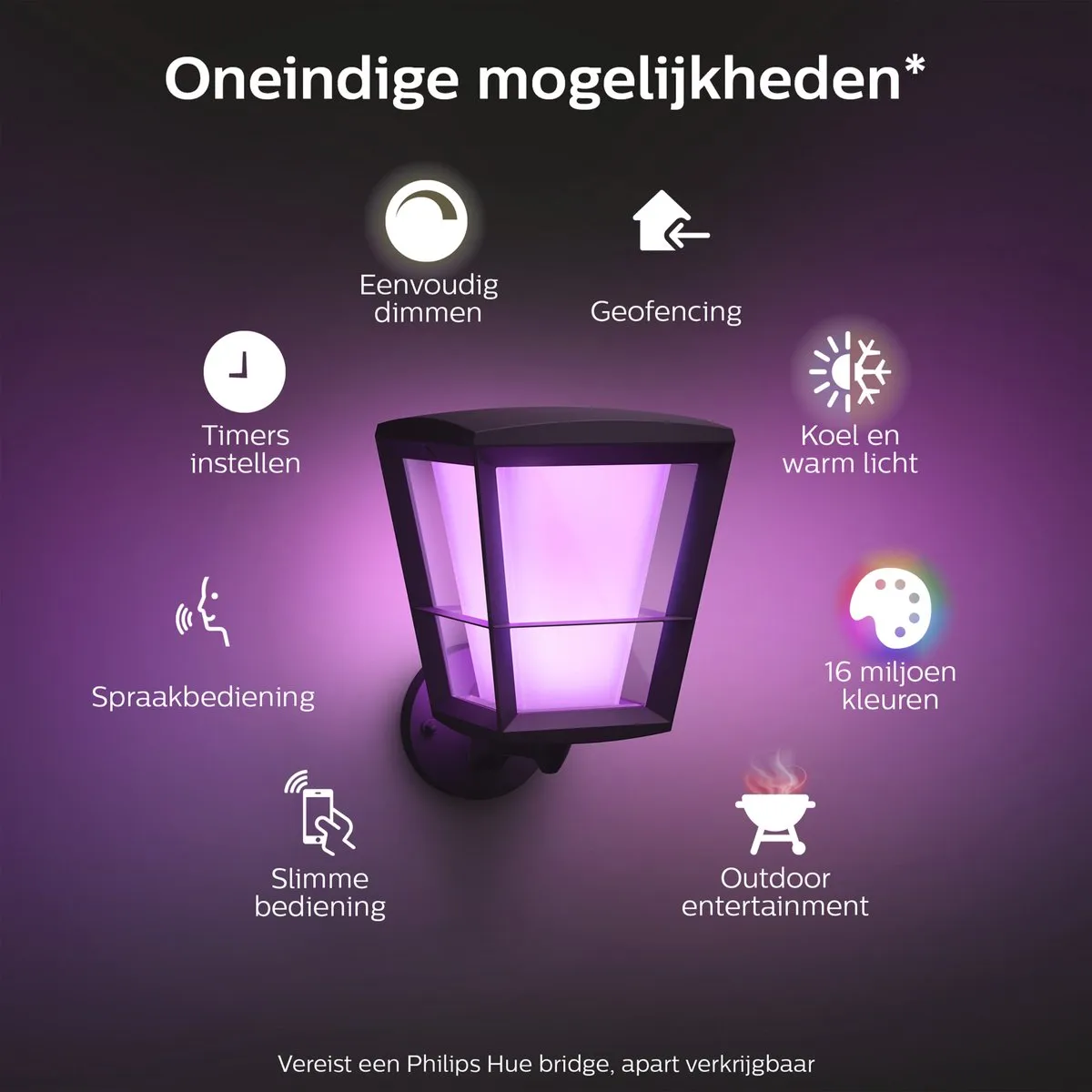 Philips Hue Econic Muurlamp - Zwart